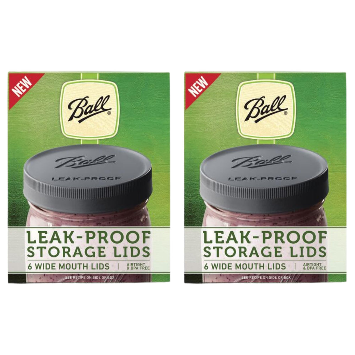 Ball leak-proof lids on a wide-mouth jar show secure sealing for preserved foods