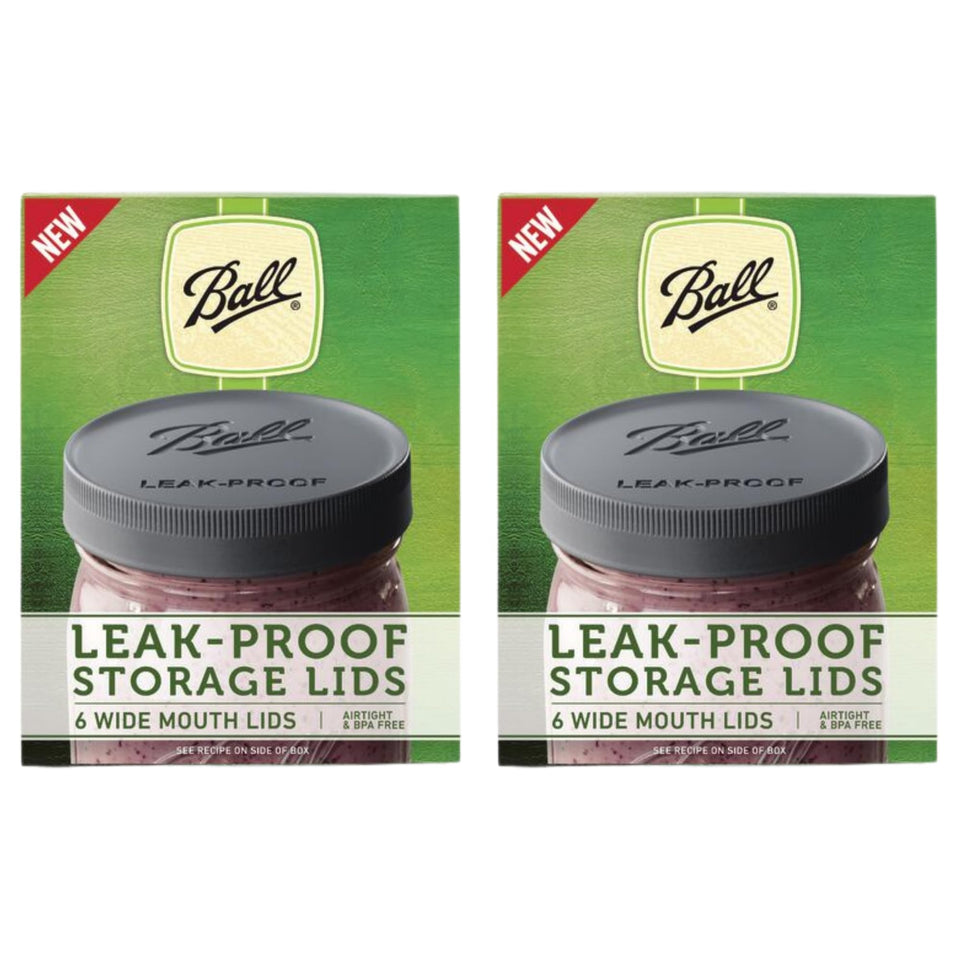 Ball leak-proof lids on a wide-mouth jar show secure sealing for preserved foods