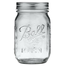 Ball Mason Jar closeup shows clear glass perfect for preserves
