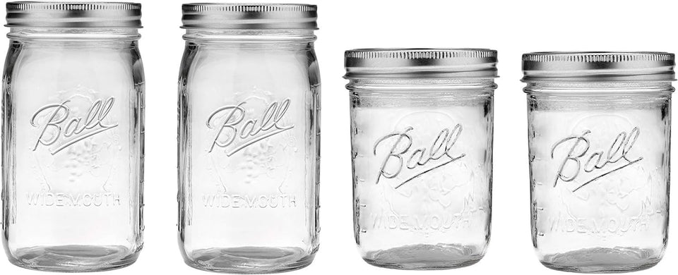 Ball Mason wide-mouth jar with lids and bands in 32oz size for crafts and storage.