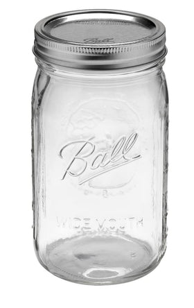 Ball Quart 32oz wide-mouth jar with silver lid for preserving and storage