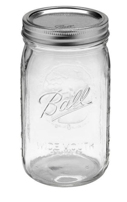 Ball Quart 32oz wide-mouth jar with silver lid for preserving and storage