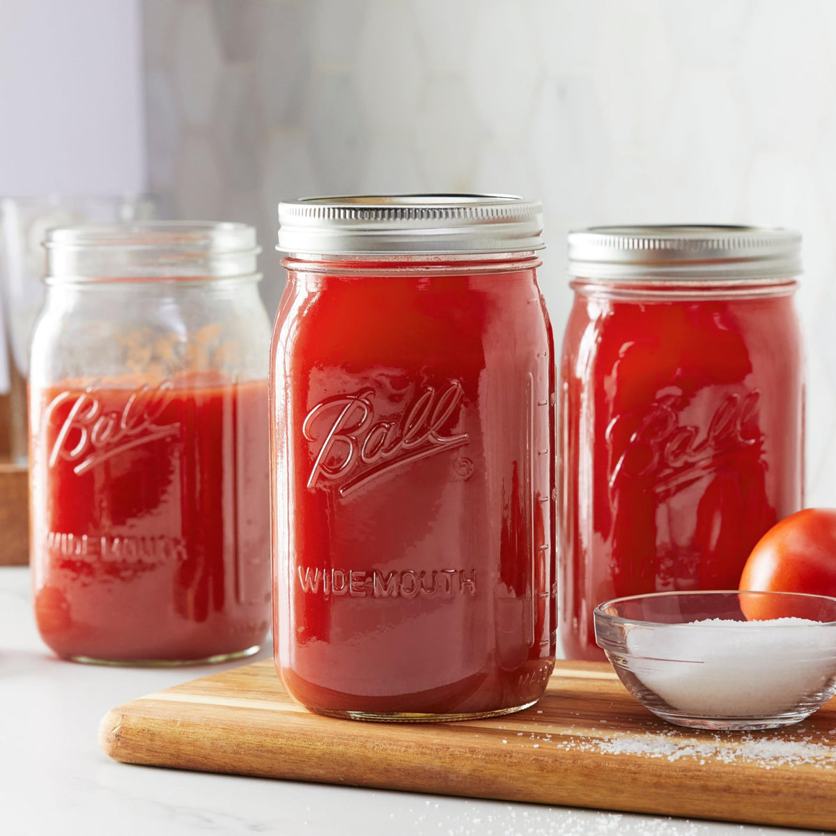 Ball Quart glass jar displays contents clearly for quick checks.