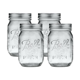 Ball Regular Mouth 16 oz jar with lid and band for versatile canning and storage.