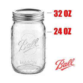 Ball Regular Mouth 32oz mason jar with sliced fruit ready for prep