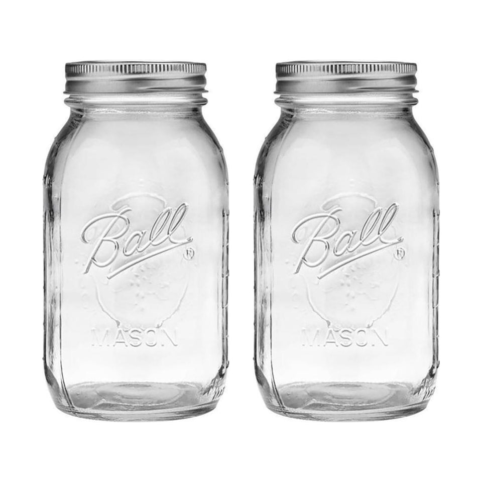 Ball Regular Mouth 32oz mason jar two-pack with lids and bands for storage