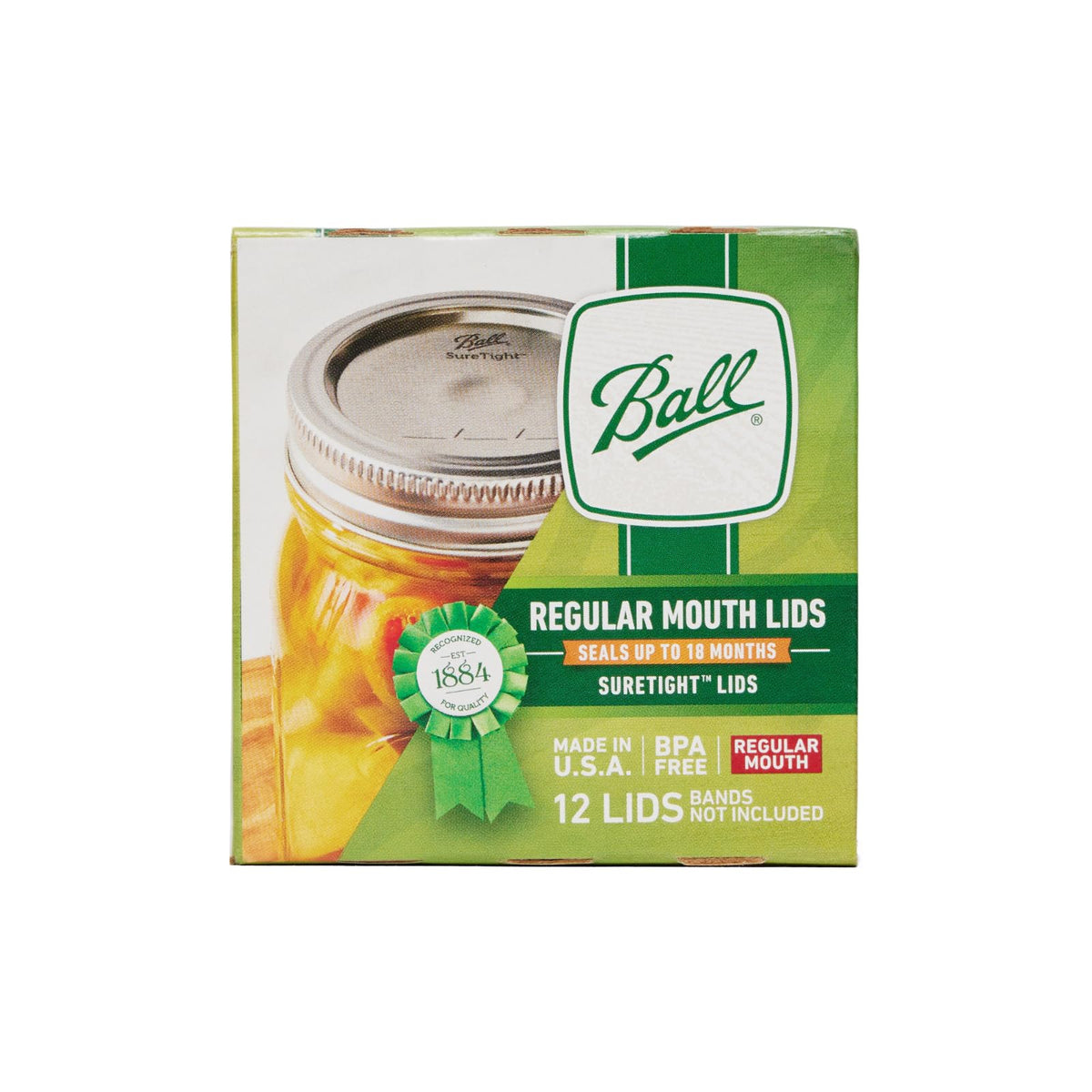 Ball Regular Mouth Lids 12-pack keeps jars ready for canning and storage.