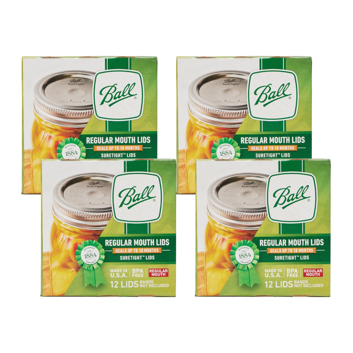 Ball Regular Mouth Lids 4 Pack — airtight seal for standard jars.