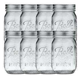 Ball regular-mouth pint jars set of 8 with lids and bands for versatile home canning.