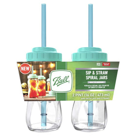 Ball Sip Straw Contoured Jar front view showing 16 oz capacity for everyday use