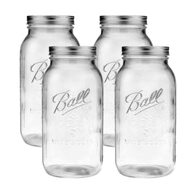 Ball wide-mouth 64oz jars with lids for canning and preserving.