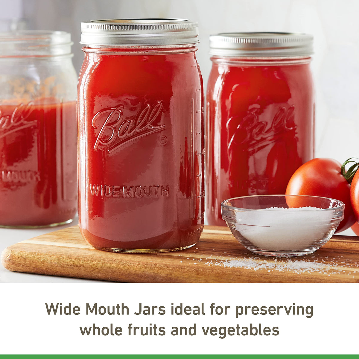 Ball wide-mouth 32oz jar with bands ready for preserving