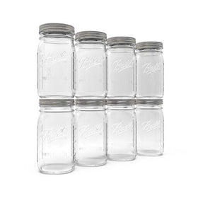 Ball wide-mouth 32oz jar with lids and bands for easy canning and storage.