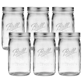 Ball wide-mouth 32oz jar with lid shown for canning and preserves.