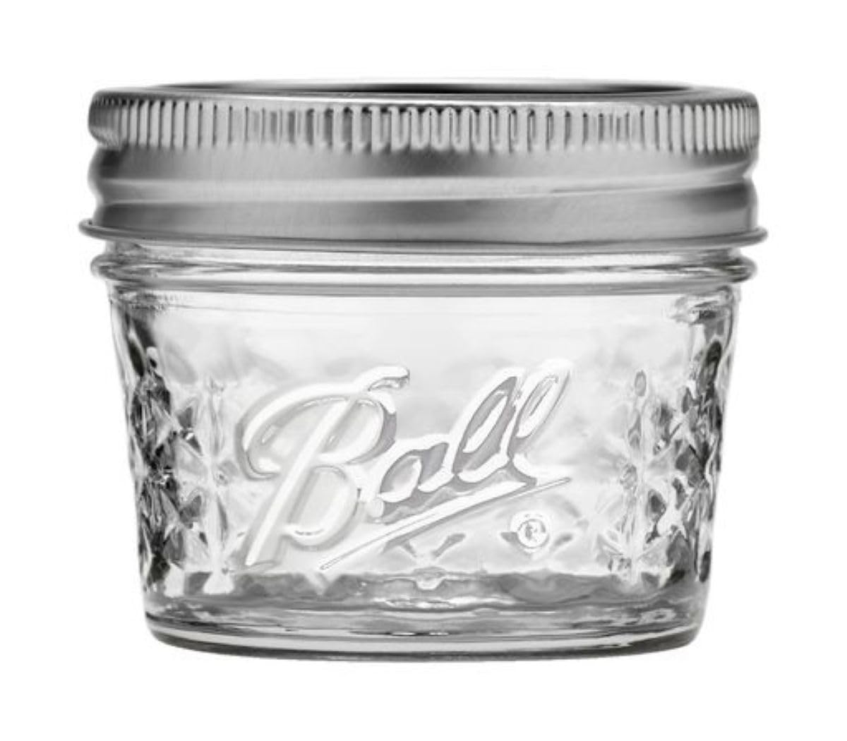 Ball wide-mouth jar with brushed-silver lid design for stylish kitchen storage.