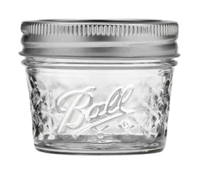 Ball wide-mouth jar with brushed-silver lid design for stylish kitchen storage.