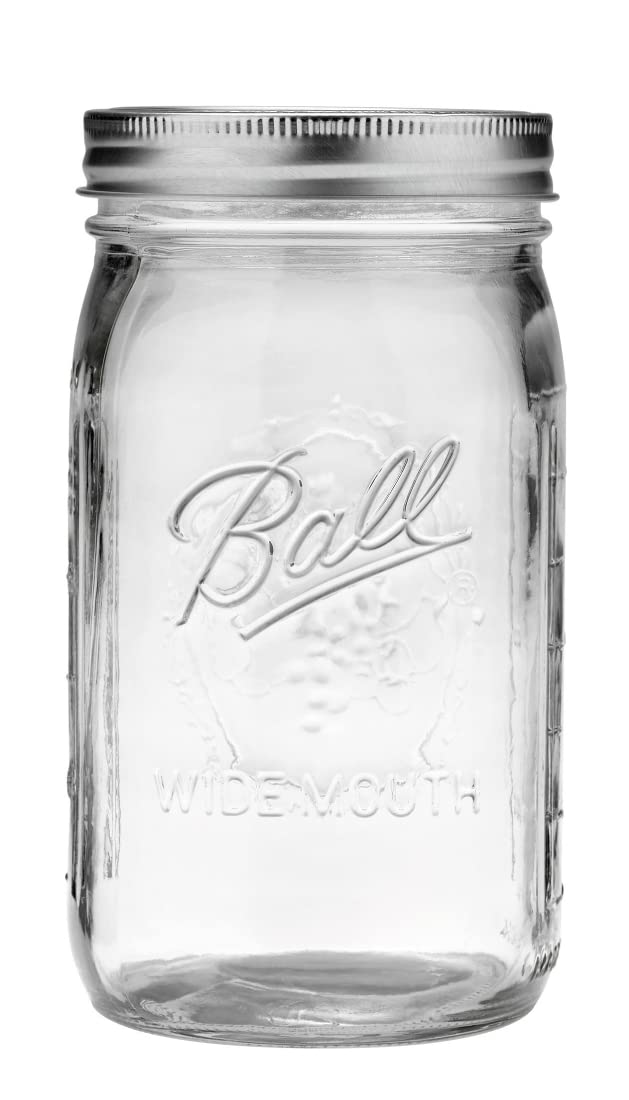 Close-up of Ball wide-mouth lid and band sealing freshness