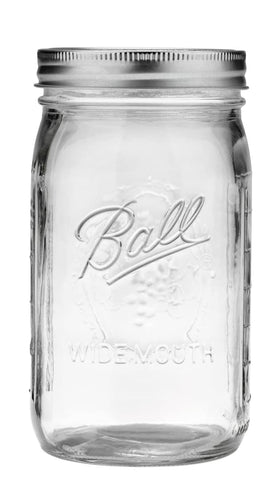 Close-up of Ball wide-mouth lid and band sealing freshness