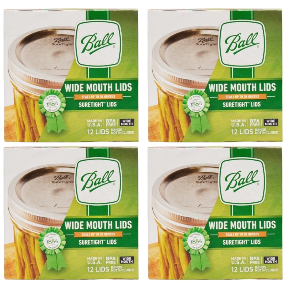 Ball wide-mouth lids SureTight seal closeup ensures a reliable seal for fresh preserves.