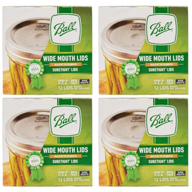 Ball wide-mouth lids SureTight seal closeup ensures a reliable seal for fresh preserves.