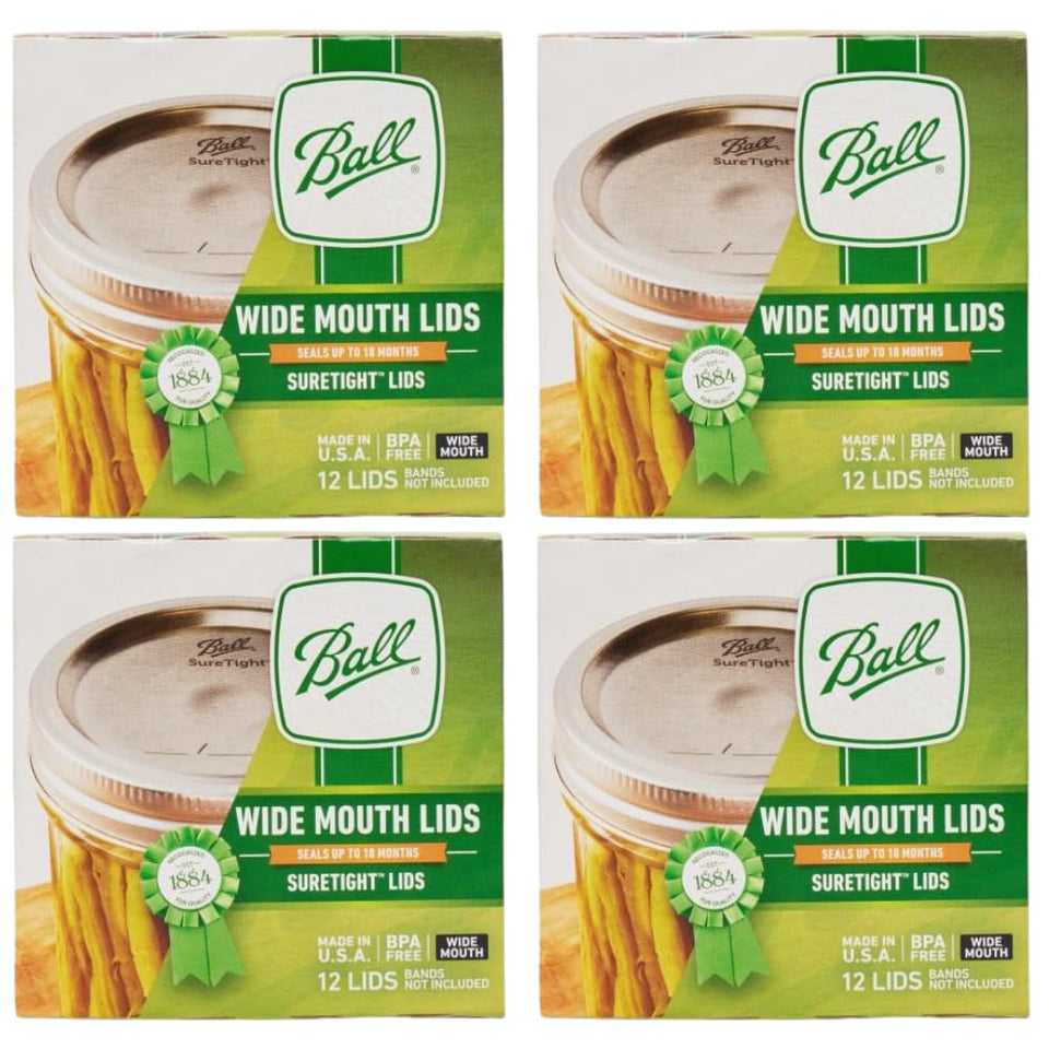 Ball wide-mouth lids SureTight seal closeup ensures a reliable seal for fresh preserves.