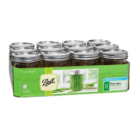 Ball Wide Mouth Pint jar with lids and bands ready for canning and storage.