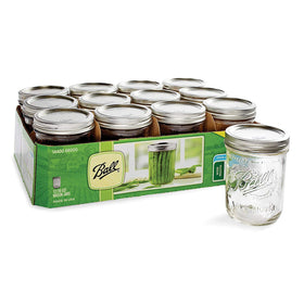 Ball Wide Mouth Pint jar stacked for pantry organization and easy access.
