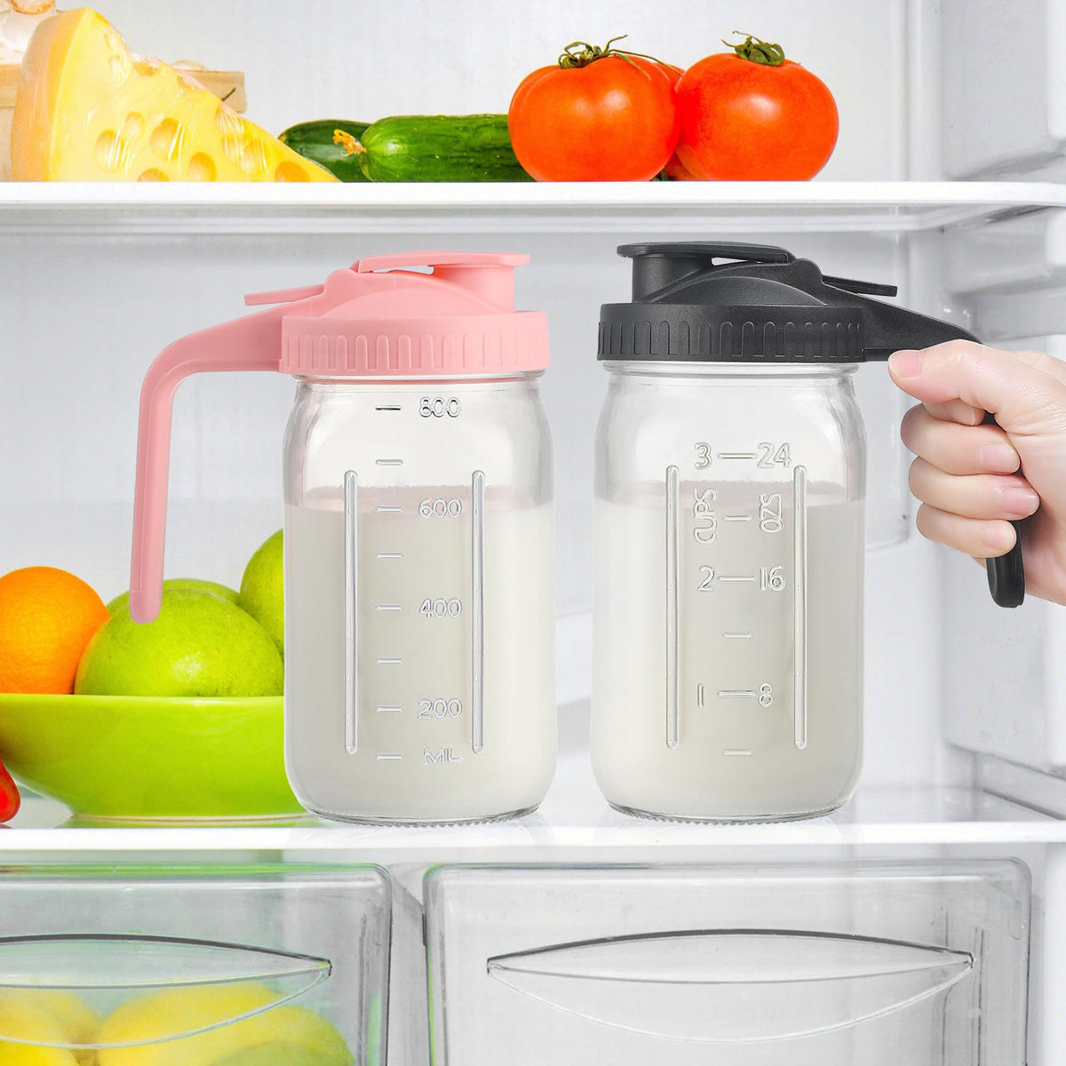 Balter-D breastmilk storage pitcher suitable for milk, juice, or cold brew.