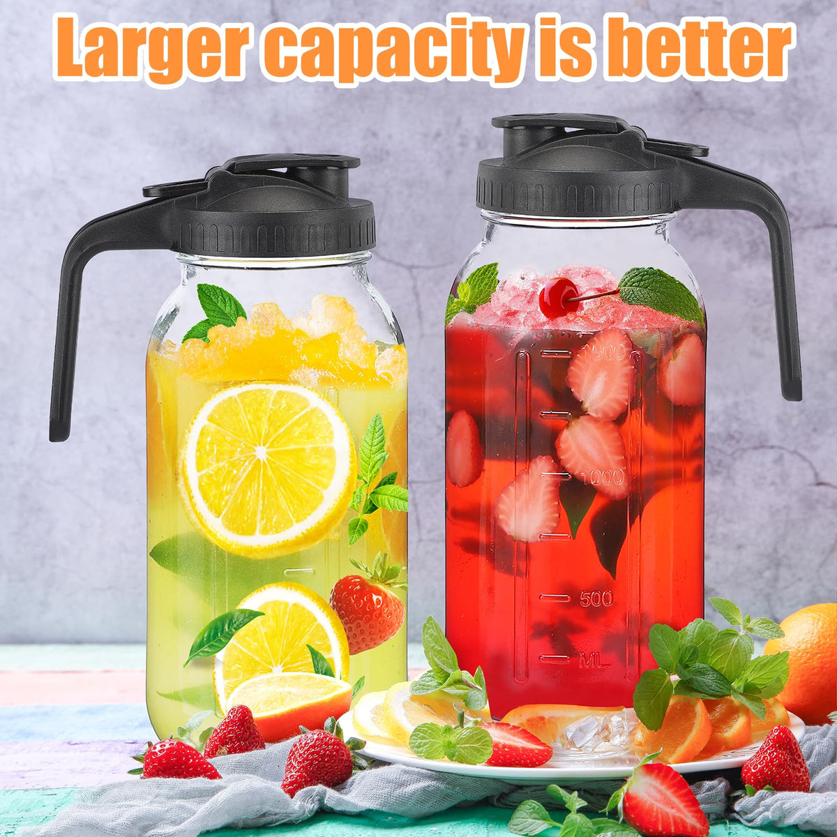 Balter-D pitcher lid with ergonomic handle for spill-free pouring