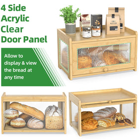 BAMBANG Bamboo Bread Box slide-in door for easy, everyday access.