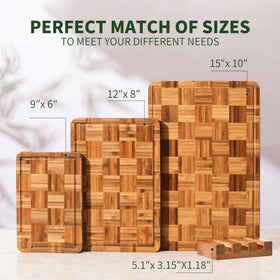 BAMBANG end-grain board offers knife-friendly surface that protects blades.