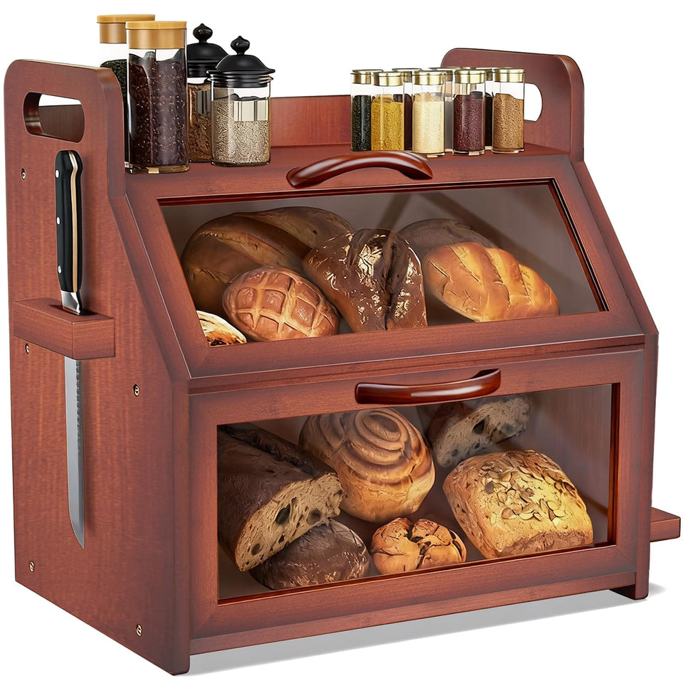 BAMBANG extra-large bread box assembly view shows sturdy construction for family use
