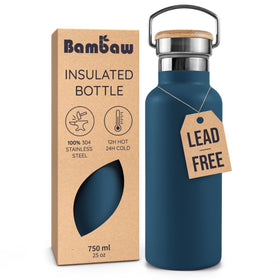 Bambaw 24 oz bottle with wide mouth for ice cubes and infusers.