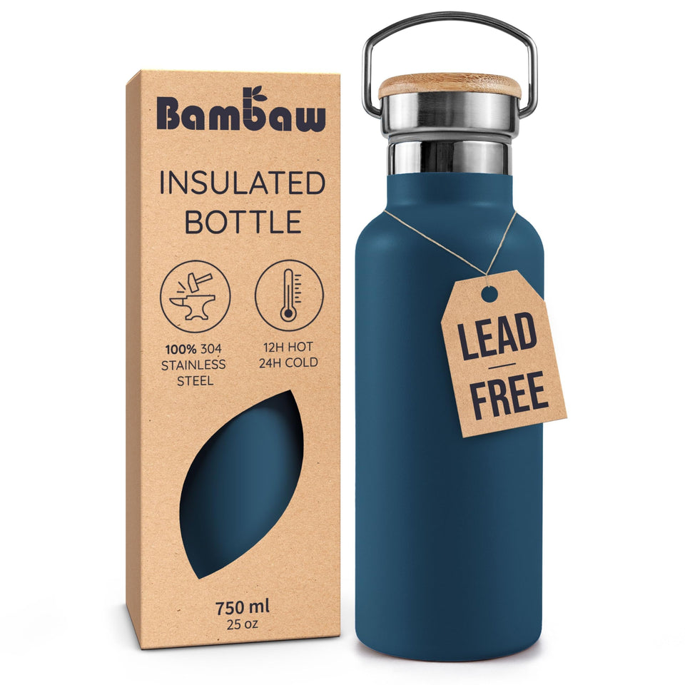 Bambaw 24 oz bottle with wide mouth for ice cubes and infusers.