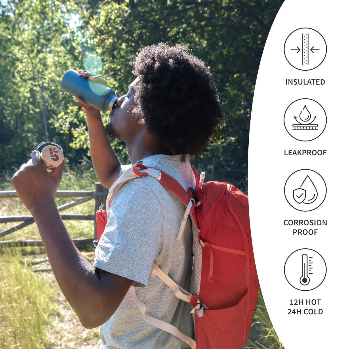 Bambaw bottle wide-mouth opening fits ice cubes and tea infuser for versatile drinks.