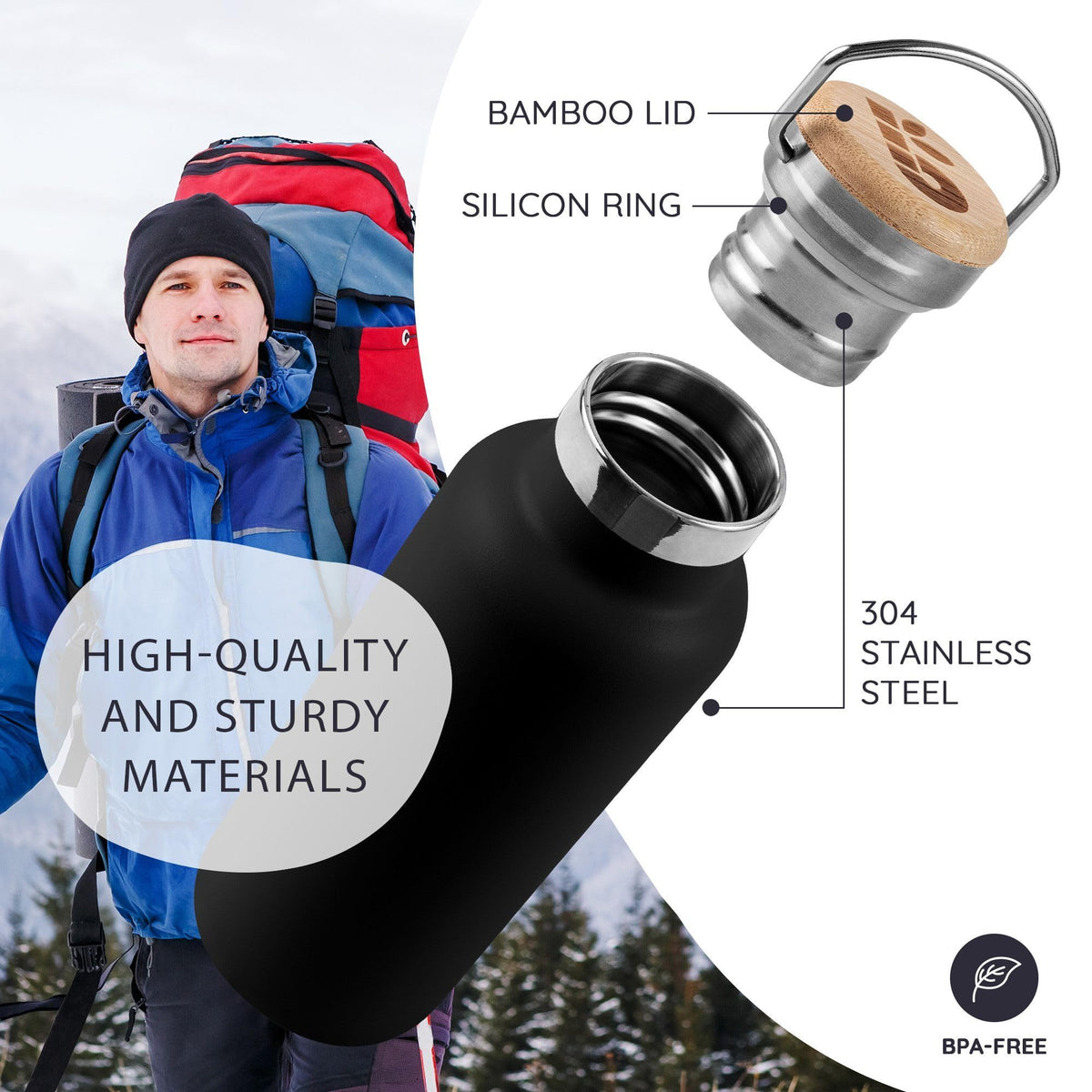 Bambaw stainless steel bottle with handle for easy carrying