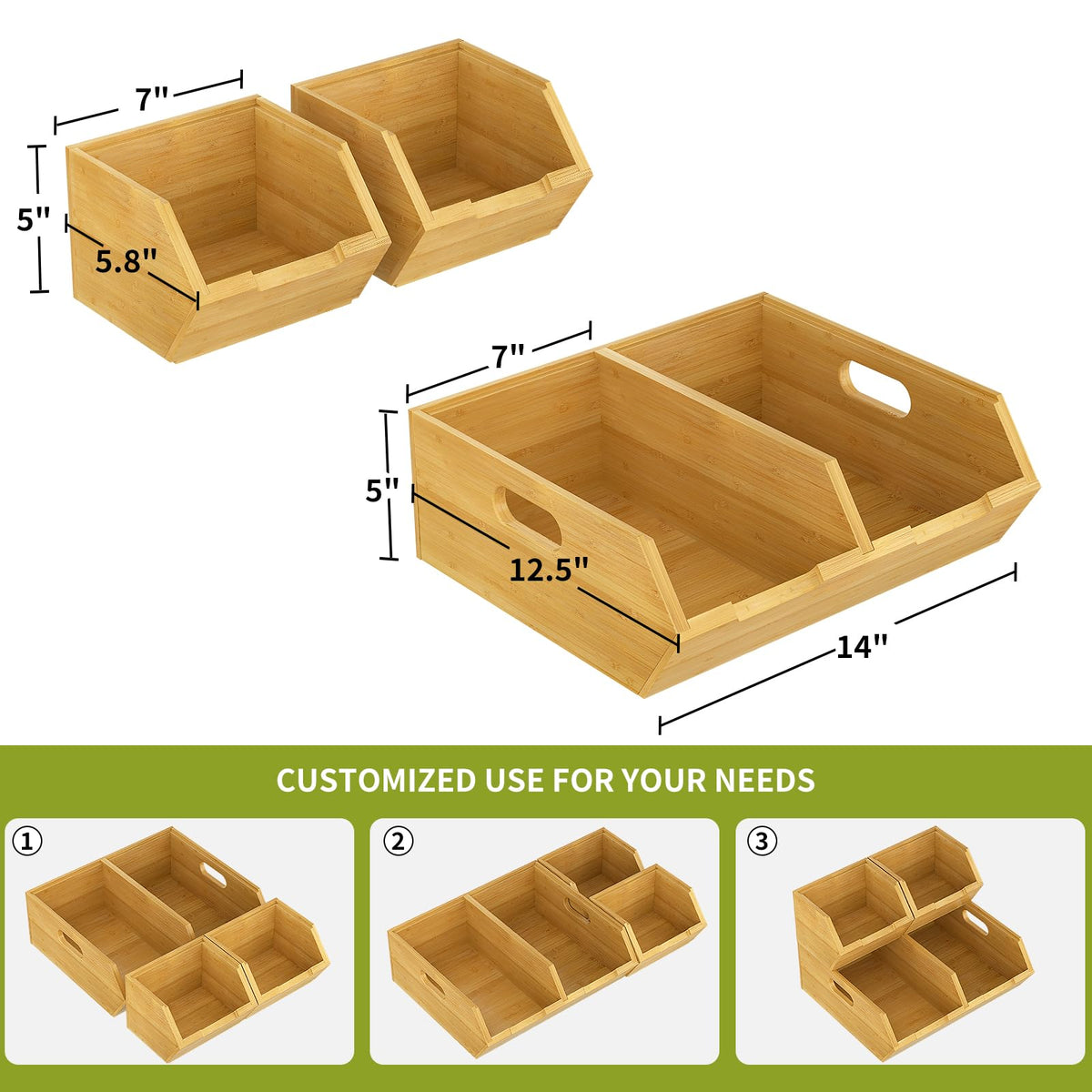 Bambition pantry bin fits on counter or shelf, maximizing vertical storage.