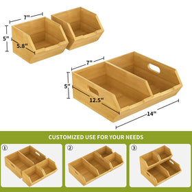 Bambition pantry bin fits on counter or shelf, maximizing vertical storage.