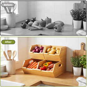 Bambition potato-tomato bin separates large produce for easy grabbing.