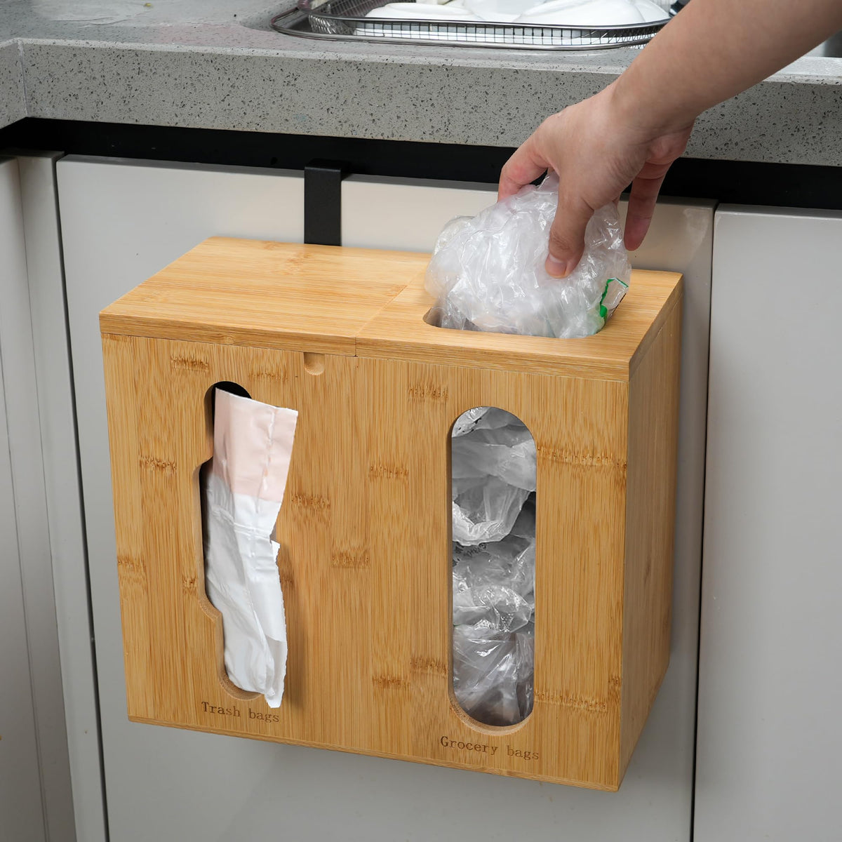 Bambition cabinet-door hanging hooks included for versatile placement