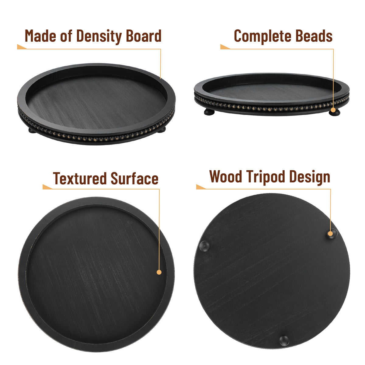 Bamboo Land round tray with 12-inch diameter offers ample surface.