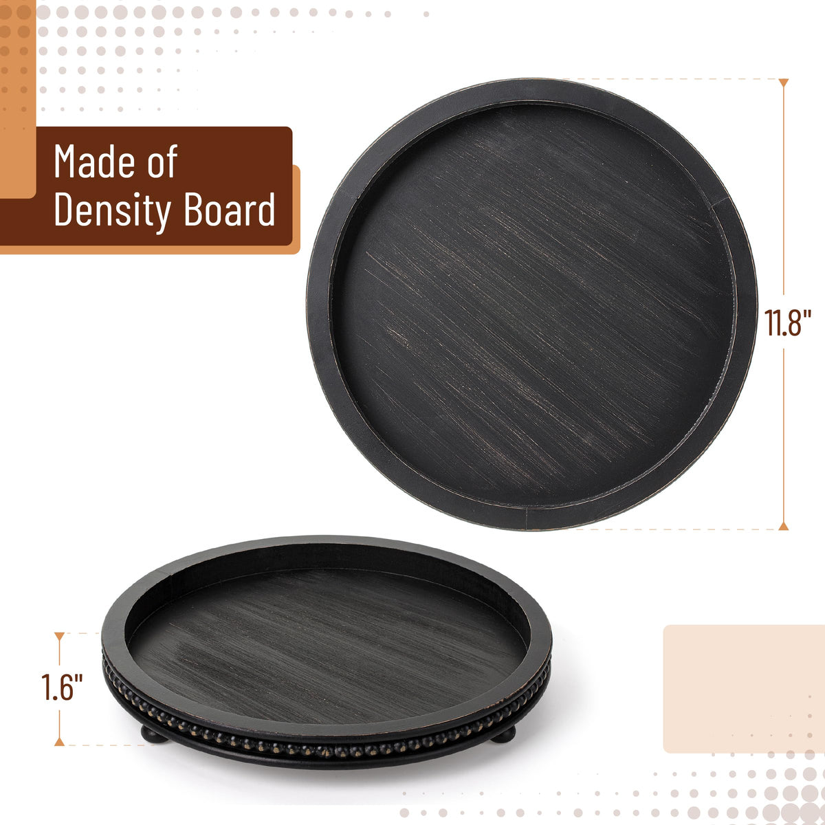 Bamboo Land round tray shows beaded detail adding a touch of elegance.