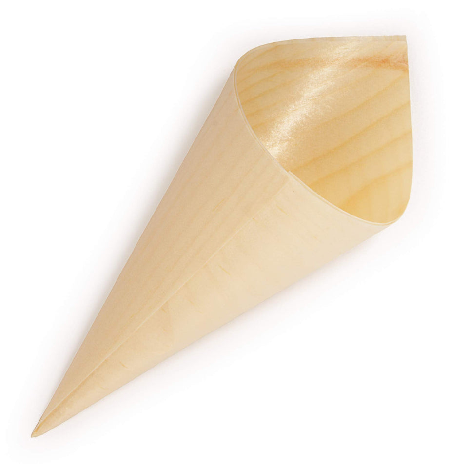 BambooMN disposable cone, 5x2 inch, ideal for party appetizers.