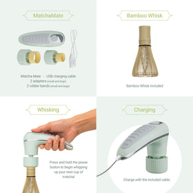 BAMBOOWORX Matcha Mate electric chasen pattern mirrors traditional whisking.