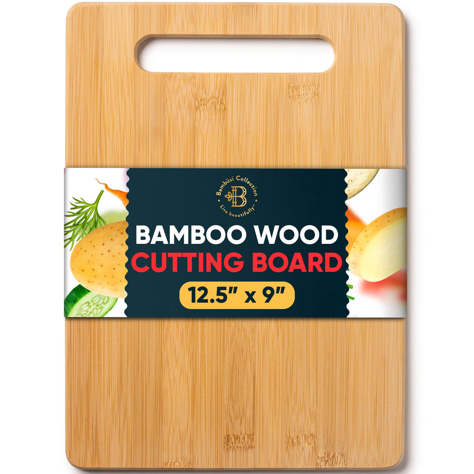 Bambusi bamboo cutting board with premium grain, ideal for everyday chopping and stylish kitchen decor.