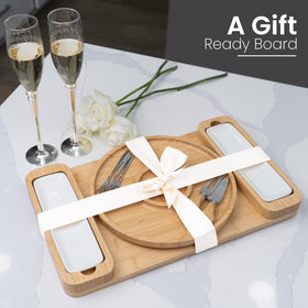 Included cheese knives and forks for easy cheese and cracker pairings.