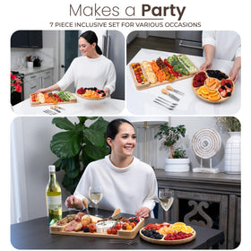 Cutout handles allow easy transport from kitchen to patio.
