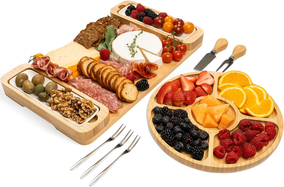Bambüsi large bamboo charcuterie board with serving tray for elegant entertaining.