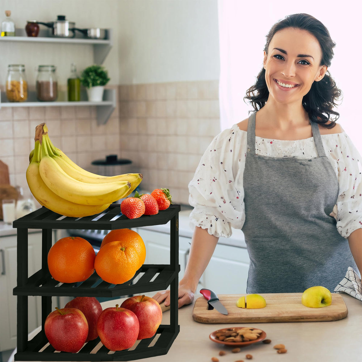 Bambüsi countertop organizer keeps frequently used items within reach.