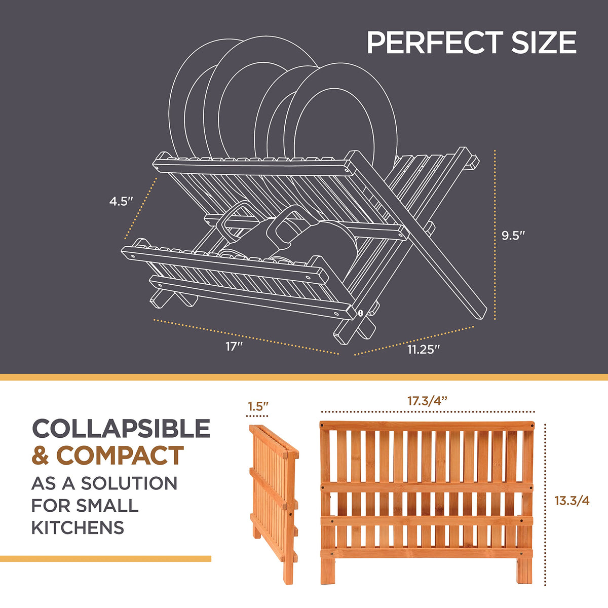 Bambüsi top tier holds 14 plates for organized drying